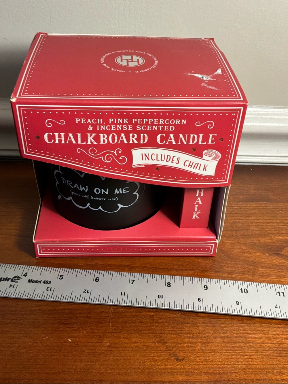 Huntington Home Chalkboard Candle,Peach,Pink Peppercorn & Incense Scented